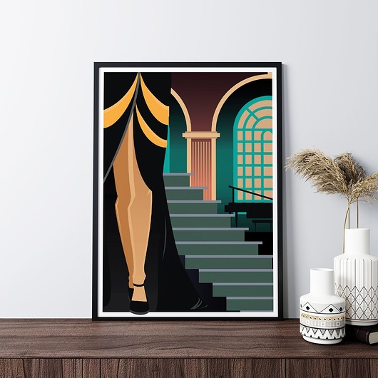 Plakat Kobieta w Wieczorowej Sukience - Art Deco trochę na ścianę