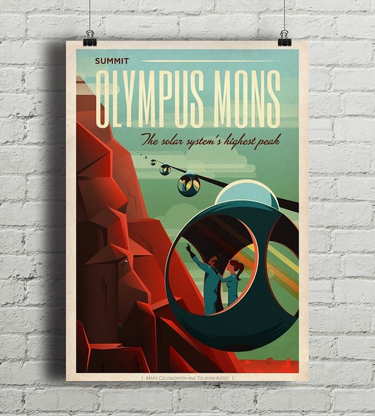plakaty Mars Olympus Mons - vintage plakat