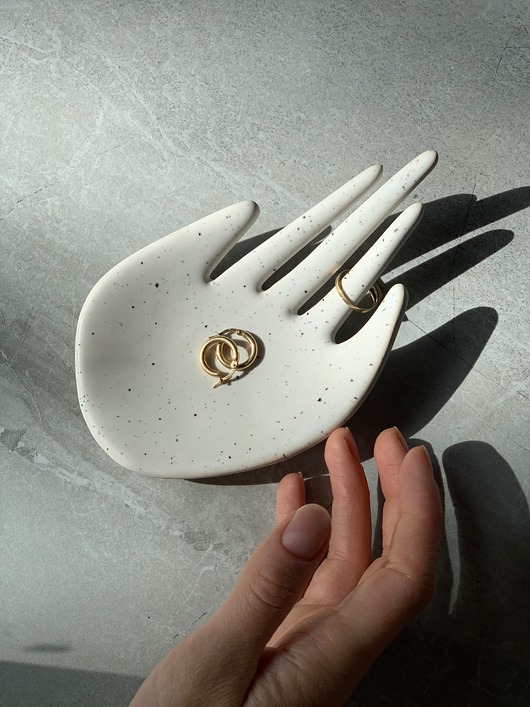 pojemniki na biżuterię Ceramiczna Dłoń Podstawka na Biżuterię Pieprz i Sól Prezent Ślubny