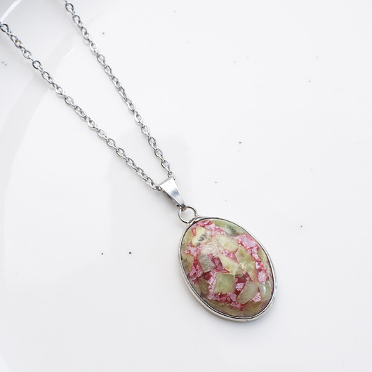 srebrne naszyjniki Naszyjnik "Eden Mosaic" - Harmonia i Uczucie z Peridotem i Kwarcem