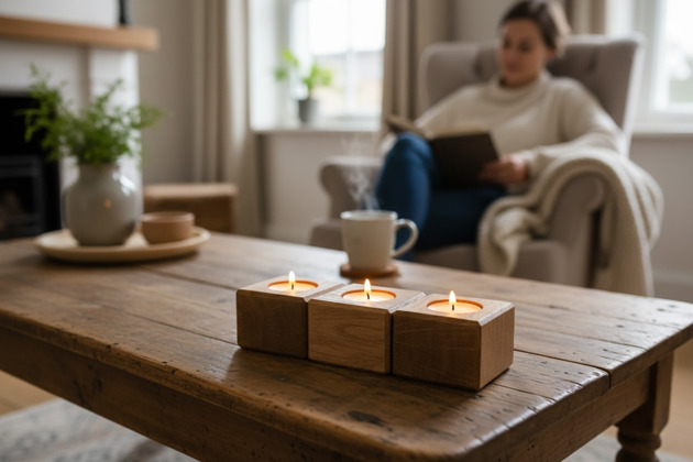 świeczniki i świece Dębowy świecznik drewniany tealight