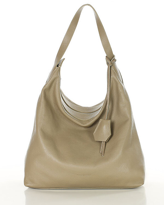 torby na ramię Torebka damska worek hobo bag skóra naturalna - beż taupe