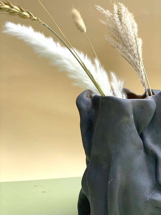 wazony Ręcznie robiony ceramiczny czarny wazon/doniczka/rzezba