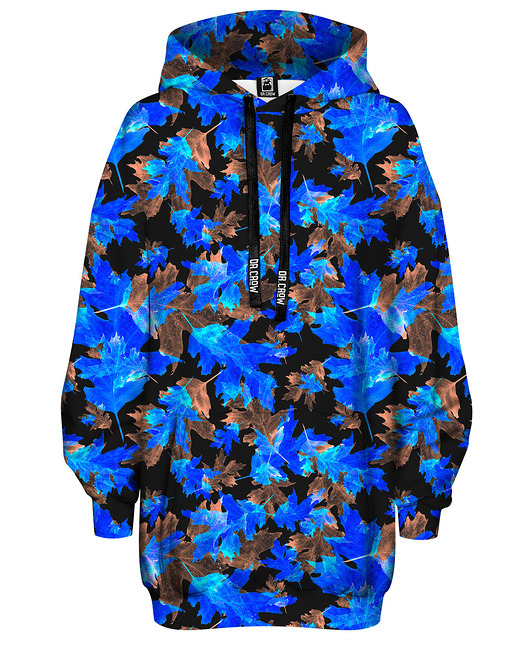 bluza z kapturem damska Bluza Oversize Tunika DR.CROW Blue Leaves