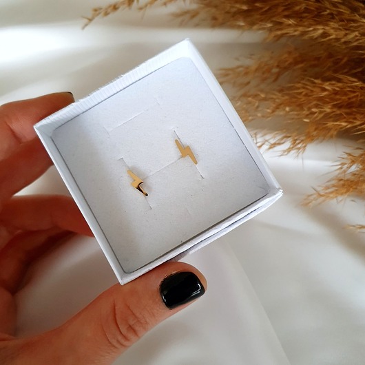 Kolczyki błyskawice ze stali szlachetnej LEI handmade 