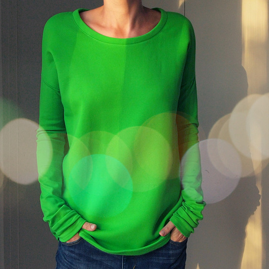 bluza bez kaptura damska Gruby Wąski rękaw Jasnozielony