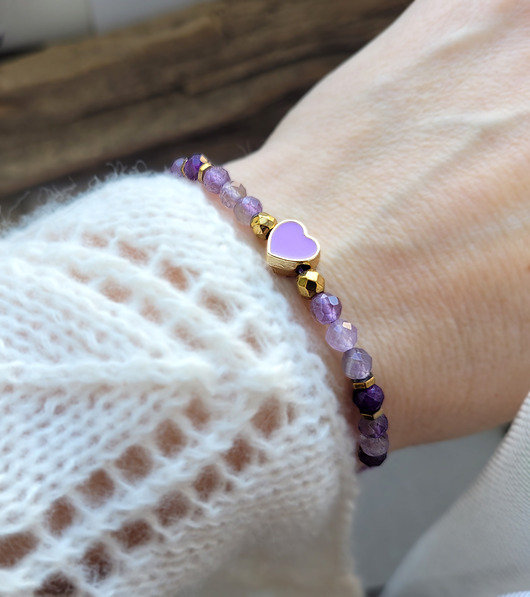 bransoletki z kamieni naturalnych BTS- Army-- I purple you- Lilla- dla fanek kpop i nie tylko