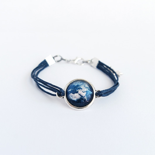 bransoletki ze szkła Bransoletka - Ziemia - granatowa, sznurki