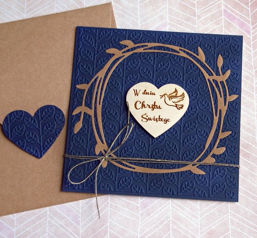 kartki, zaproszenia na chrzest Pamiątka Chrztu Świętego : PREMIUM : granat