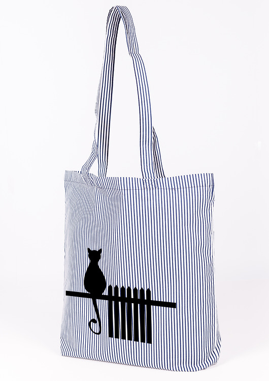 Torba bawełniana fullprint w paski- Kotek AllbagAllprints