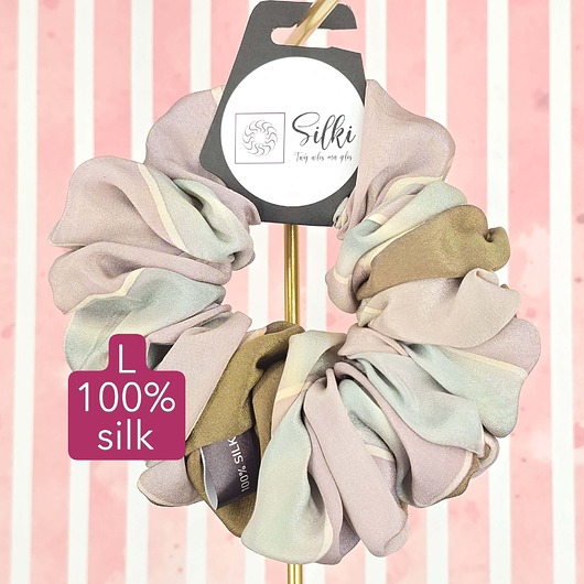 gumki do włosów L średnia gumka jedwabna do włosów jedwab naturalny scrunchie pastelowa