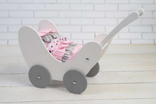 Wózek dla lalek Drewniany Pościel EKO LalaShop