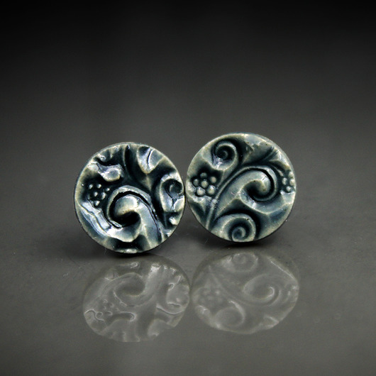 kolczyki ceramiczne Florale 9mm/stal chirurgiczna