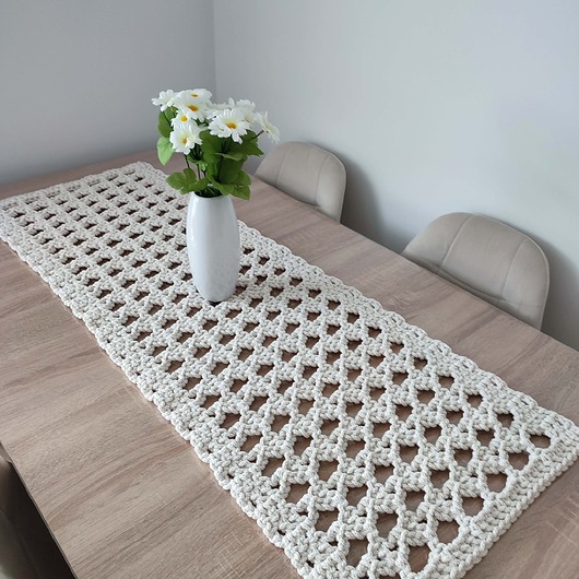 obrusy i serwetki Bieżnik ze sznurka prostokątny szydełkowy 45cmx120cm