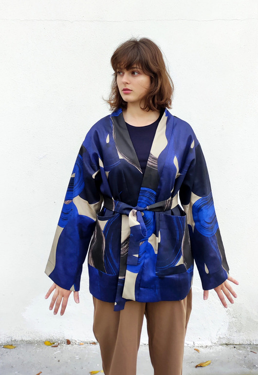 marynarki damskie Good Price!"Blue Rothko". Dwustronne kimono