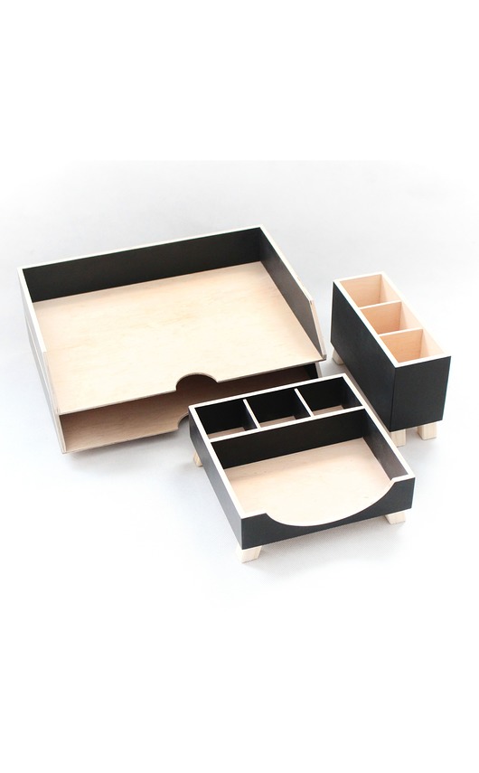 Organizer na  biurko - 4 Przyborniki na biurko Clock Wood Studio