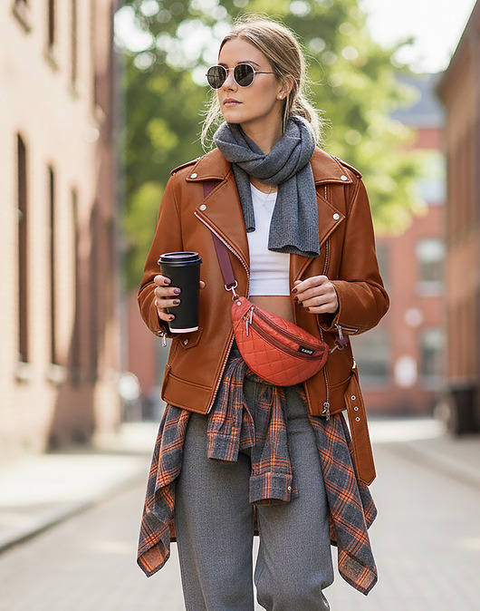 saszetka nerka Ruda Miłość - nerka M z pikowanej eko skóry + miniportfel gratis