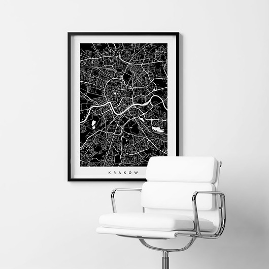 Plakat Kraków -  plan miasta - mapa na prezent PLAKATY GEOMETRYCZNE