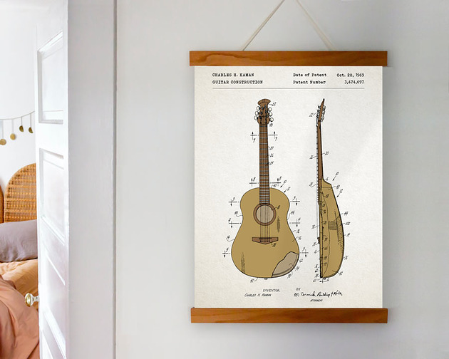plakaty Gitara - patent - plakat 50x70 cm