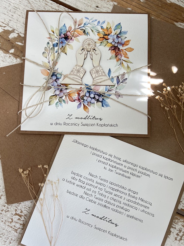 kartki scrapbooking Ręcznie robiona kartka dla księdza na rocznicę święceń kapłańskich