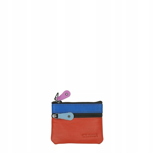 portfele damskie Saszetka skórzana skóra naturalna na klucze bilon poręczna OLIVKA