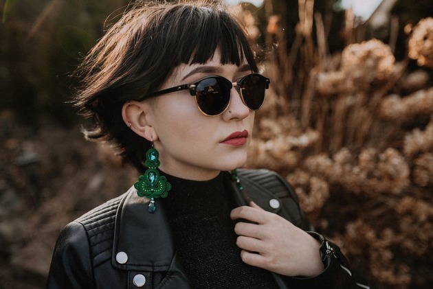 kolczyki soutache Szmaragdowo zielone kolczyki sutasz