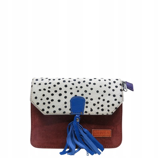 torby na ramię Torebka zamszowa, elegancka, skórzana, zamsz, ozdobny chwost eko OLIVKA