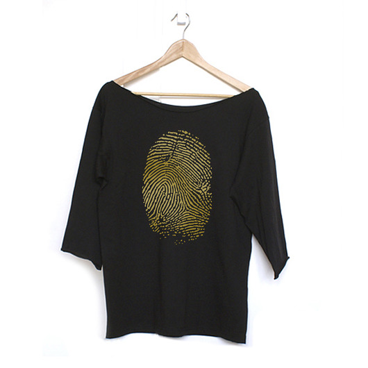 t-shirt damskie Złoty odcisk Oversize czarny długi