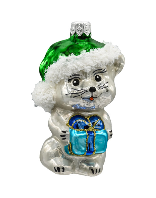 ozdoby choinkowe Bombka choinkowa: Kotek w Świątecznej zielonej czapce