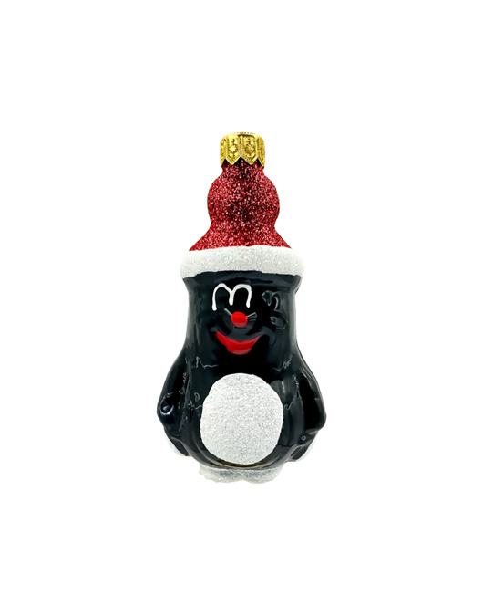 ozdoby choinkowe Bombka choinkowa: Krecik w brokatowej czapie: czerwony