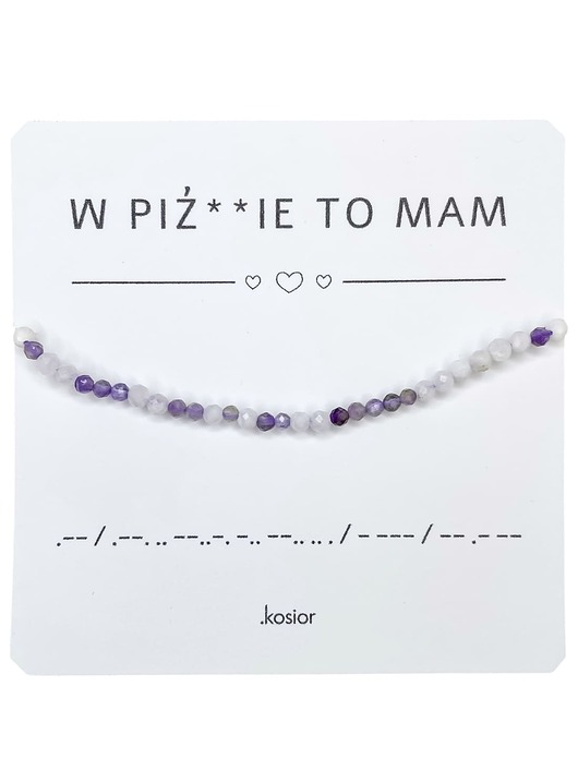 bransoletki na sznurku Bransoletka z alfabetem Morse Księżycowy, Ametyst