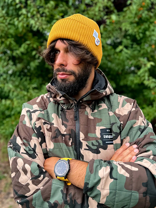 czapki damskie Męska czapka beanie z bawełny logo kolorowe Miodowa musztarda
