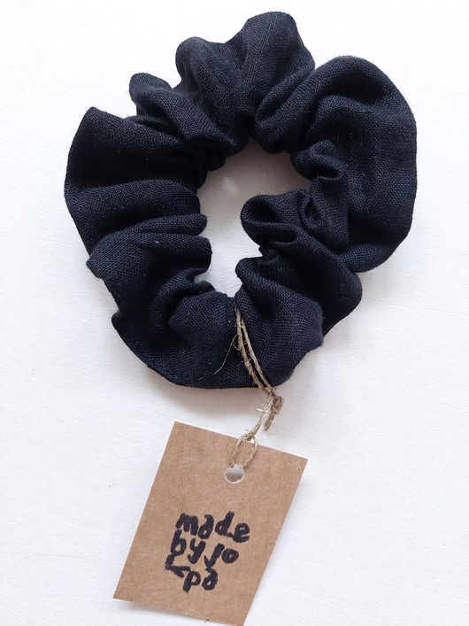 gumki do włosów 100% len, gumka/scrunchie, czerń