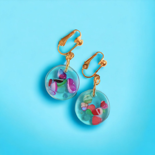 klipsy UNIKATOWE klipsy z żywicy SUMMER BEACH : koła