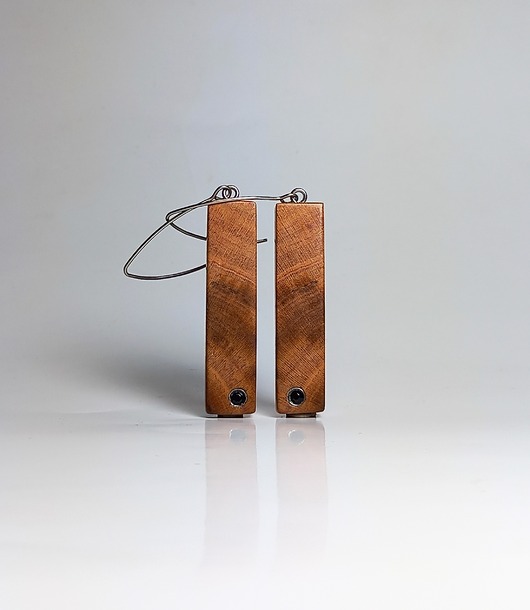 kolczyki drewniane Zam. specjalne - kolczyki z drewna z cyrkoniami