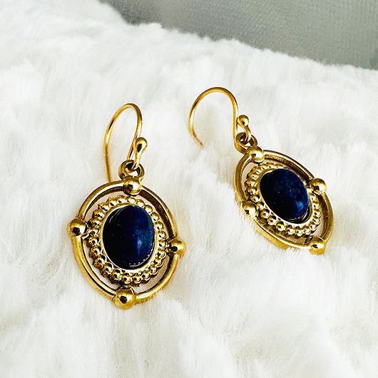 kolczyki z kamieniami Kolczyki z lapis lazuli, granatowe kolczyki stal szlachetna