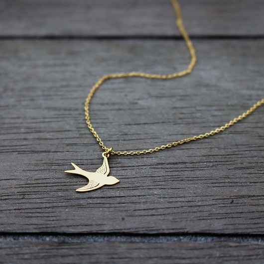złote naszyjniki Naszyjnik jaskółka - srebro 925 pozłacane