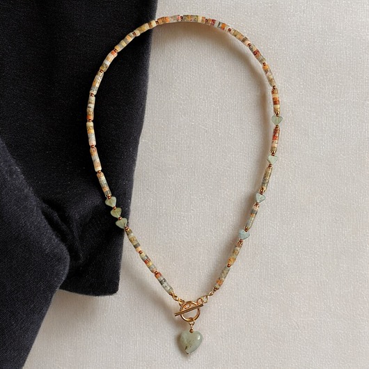 naszyjniki - inne Agat i labradoryt : serduszka : naszyjnik