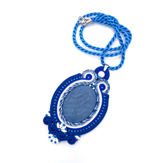 wisiory Wisiorek sutasz niebieski Gaja dżinsowy naszyjnik romantyczny codzienny