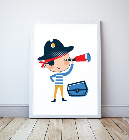 Pirat, styl marynarski, plakat dla chłopca Wallie Studio Dekoracji