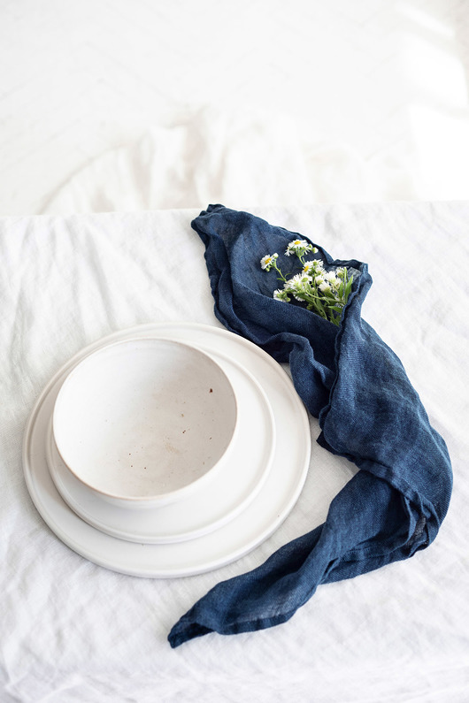 obrusy i serwetki Lniane Serwetki 45x45 - navy blue