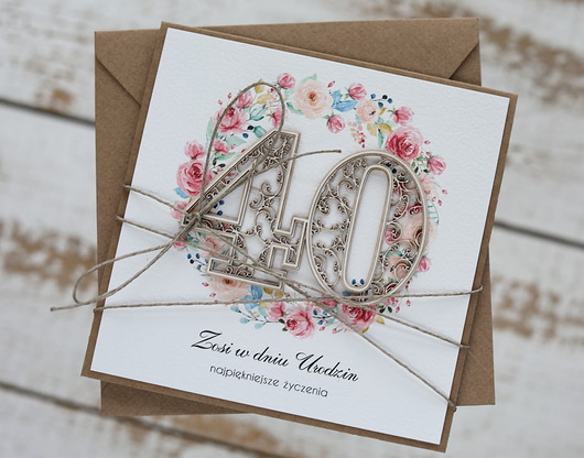 kartki scrapbooking Personalizowany prezent - wyjątkowa kartka ręcznie robiona na 40 urodziny, po