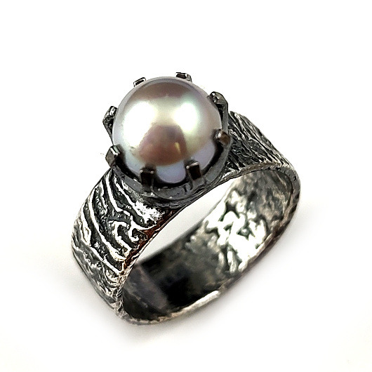 pierścionki srebrne White pearl