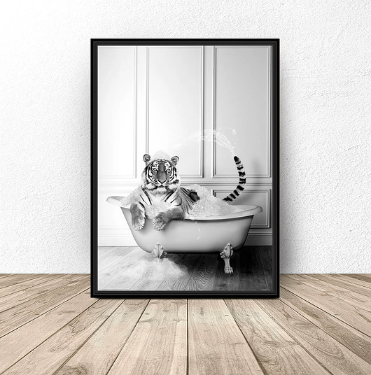 plakaty Plakat do łazienki "Tygrys w wannie"