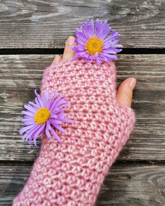 rękawiczki damskie Mitenki bawełna merino COSY różowe