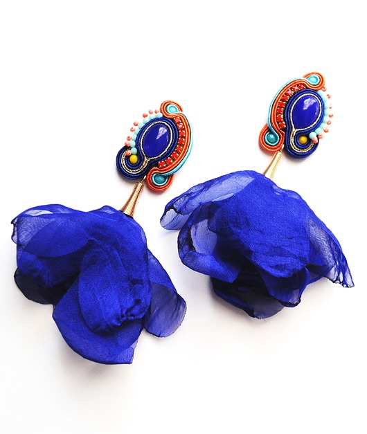 Sutaszowe kolczyki  CORNFLOWERS Sylwia Żak