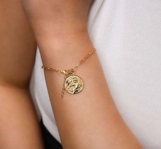 Bransoletka z monetą- srebro 925 pozłacane Coccola JEWELLERY