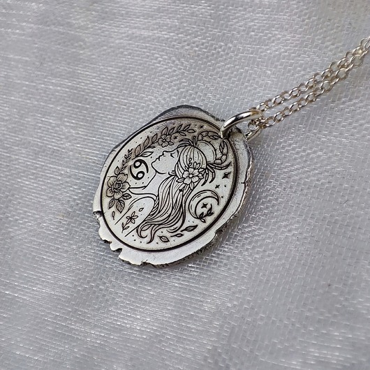 srebrne naszyjniki Znak zodiaku RAK II - moneta na szczęście