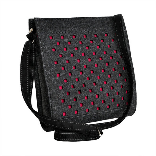 Mini bag listonoszka - różowy ażur - grafitowa Beltrani