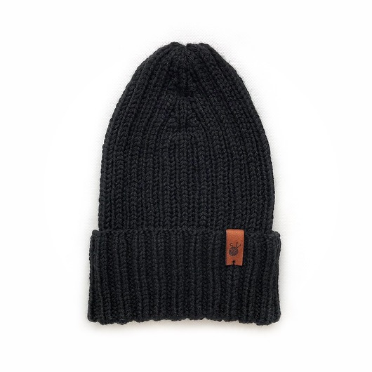 Klasyczna czarna czapka z merynosa Black Holy Alpaca Knit